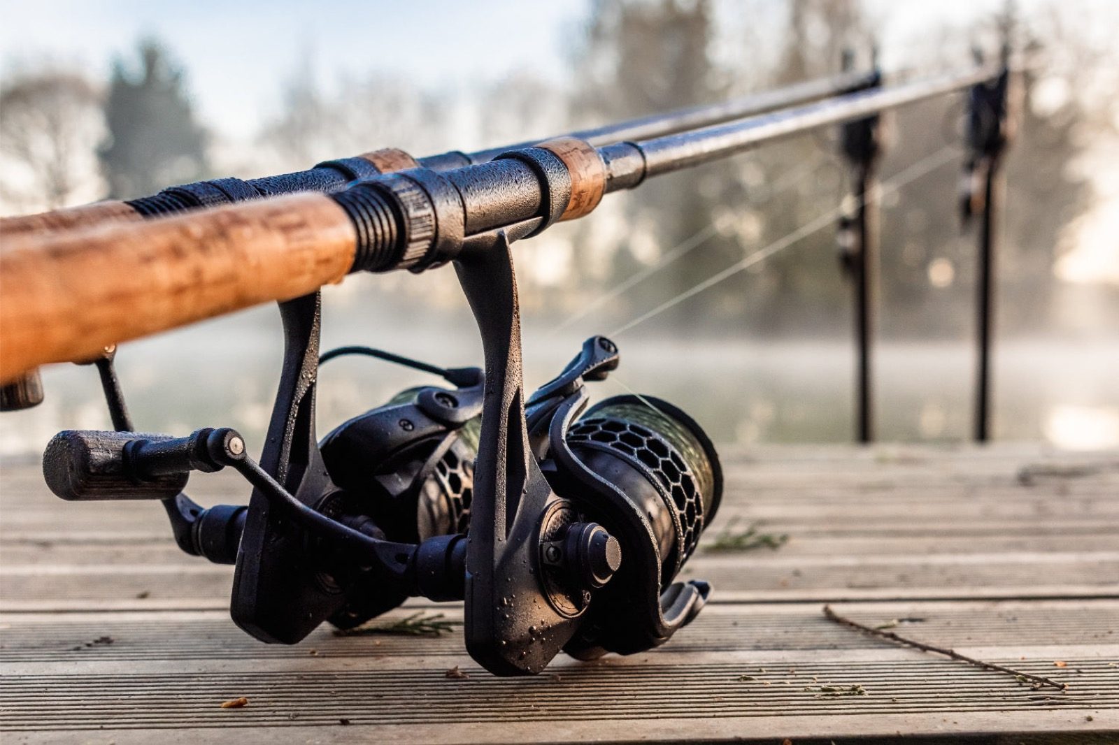 Nash reels and rods on the pod, bankside